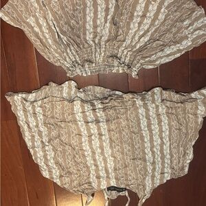 Manaola Beige and White Crop Top